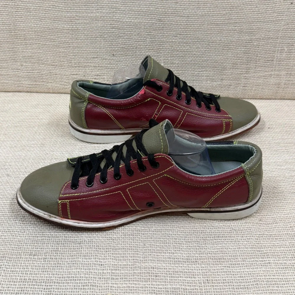 Linds Classic 1733 Mens Bowling Shoes Size 13 Leather Black Burgundy Green 2008
